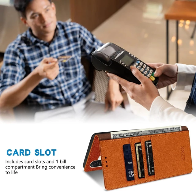 Alt view image 4 of 7 - for Galaxy A17 Wallet Case Strong Magnetic 6.7 inch Brown