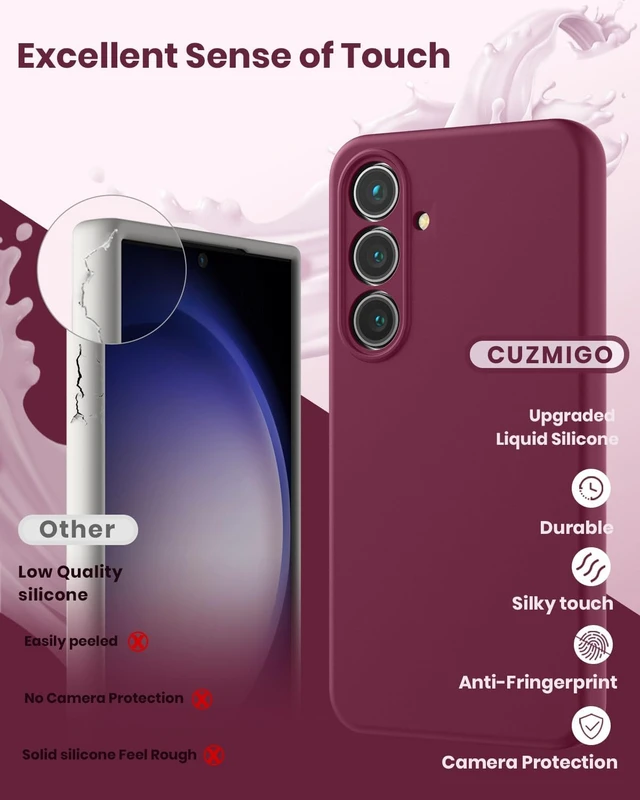 Alt view image 3 of 6 - Liquid Silicone Case for Galaxy S25 Burgundy