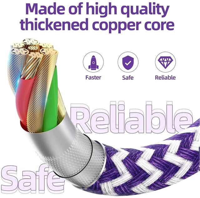 Alt view image 2 of 6 - USB C to Lightning Cable 3 Pack 6FT MFi Certified iPhone Fast Charger Fast Charging Type c to Lightning Cable for iPhone 14 13 12 11 Pro Max Xr Xs 8 and More