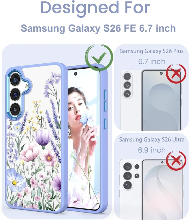 Alt view image 2 of 7 - for Galaxy S26 FE Crystal Clear Floral Case Light Purple