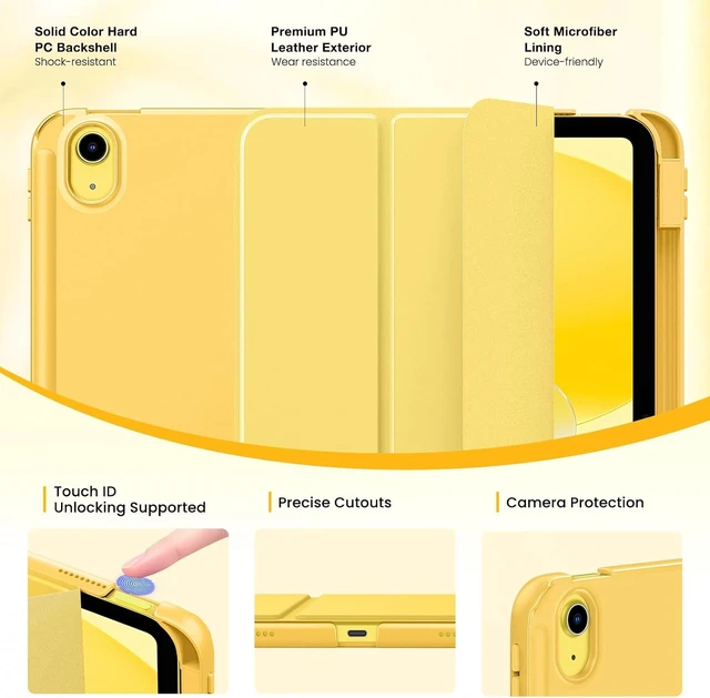 Alt view image 3 of 7 - for iPad A16 11th Gen Case iPad 10th Generation Case Light Yellow