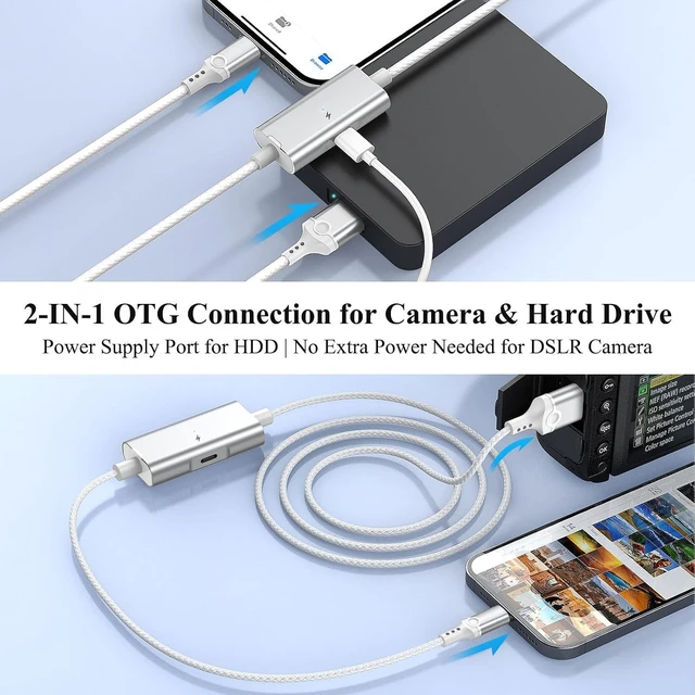 Alt view image 6 of 7 - Hard Drive Cable USB 3.0 Micro B to for Lightning MFi-Certified Camera Cord