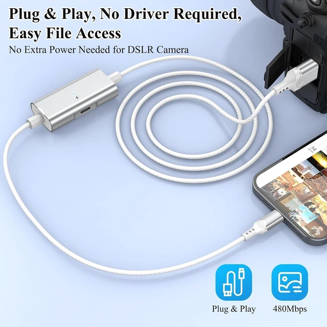 Alt view image 3 of 7 - Hard Drive Cable USB 3.0 Micro B to for Lightning MFi-Certified Camera Cord