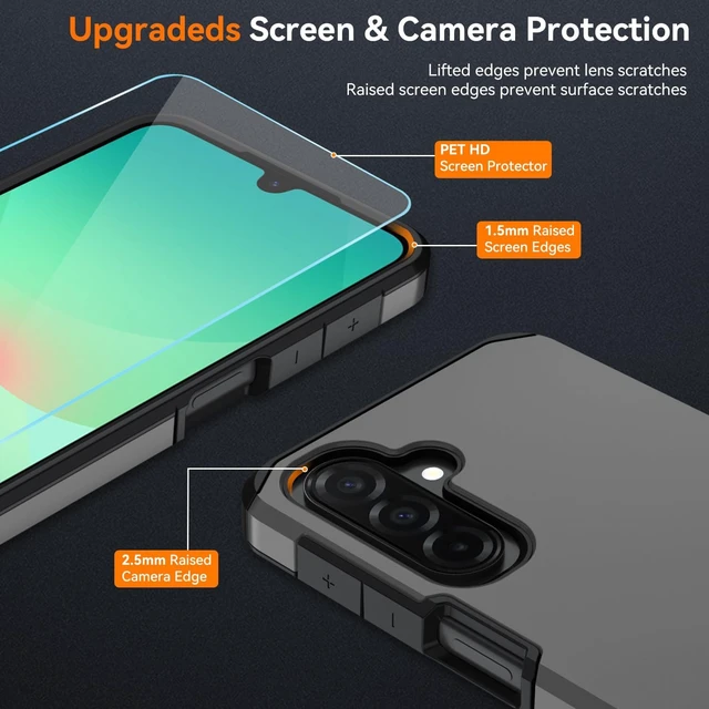 Alt view image 5 of 6 - for Galaxy A17 Case : Shockproof Phone Cover with HD Screen Protector Hybrid Protective Military-Grade Drop Protection for Galaxy A17 5g / A16 5g & A26 Phone Case(Grey)