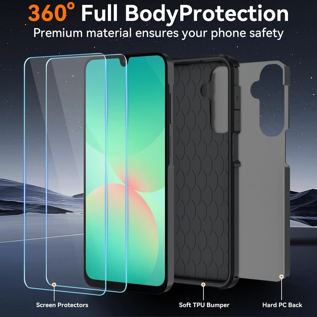 Alt view image 4 of 6 - for Galaxy A17 Case : Shockproof Phone Cover with HD Screen Protector Hybrid Protective Military-Grade Drop Protection for Galaxy A17 5g / A16 5g & A26 Phone Case(Grey)