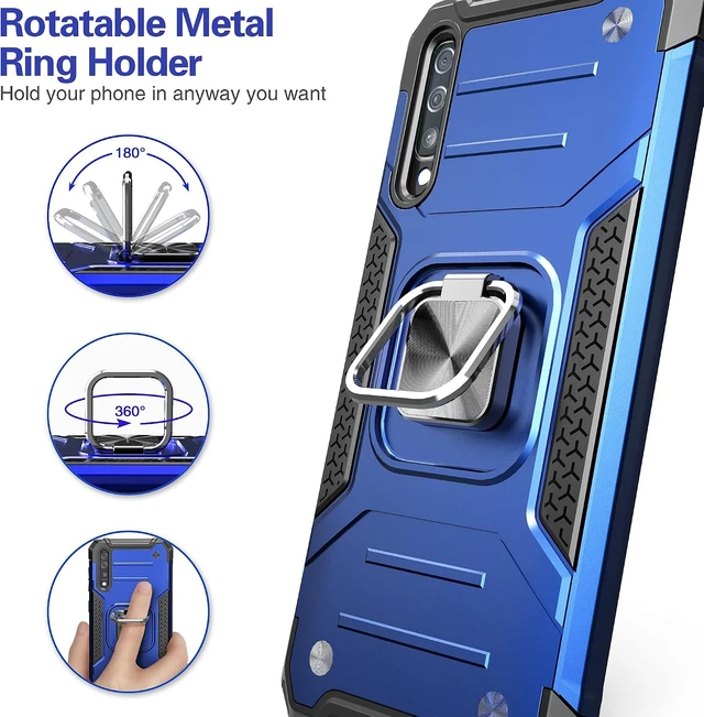 Alt view image 3 of 7 - for Galaxy A50 Case with Screen Protector Shockproof Drop Test Slim Fit Cover with Car Mount Kickstand Lightweight Protective Cover for Galaxy A50/A30S/A50S Blue