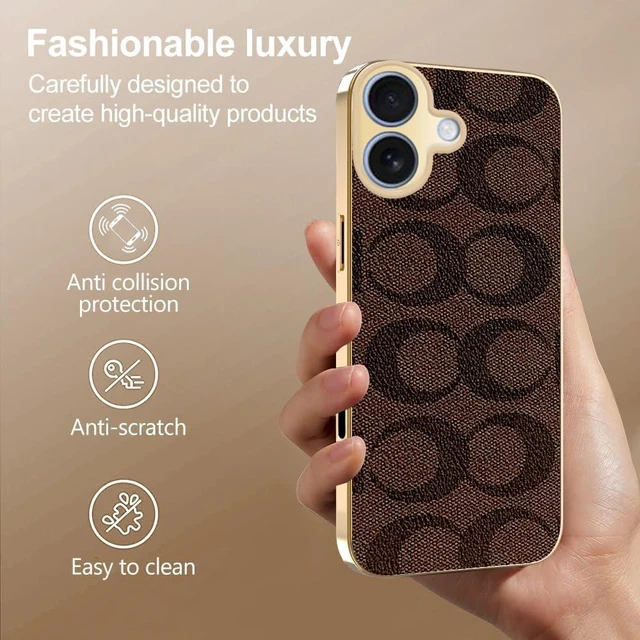 Alt view image 3 of 7 - Designer Leather Electroplating Case for iPhone 17 Black