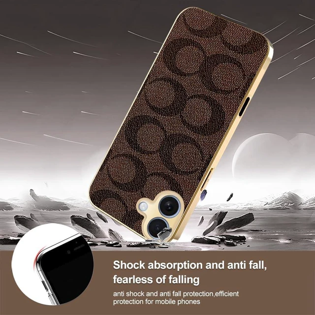 Alt view image 5 of 7 - Designer Leather Electroplating Case for iPhone 17 Black