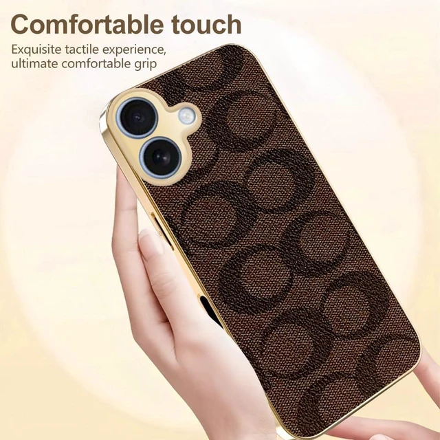 Alt view image 4 of 7 - Designer Leather Electroplating Case for iPhone 17 Black