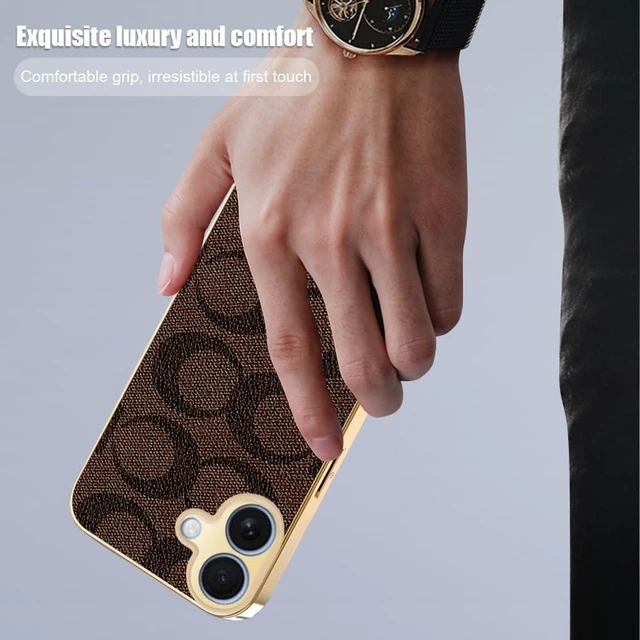 Alt view image 6 of 7 - Designer Leather Electroplating Case for iPhone 17 Black