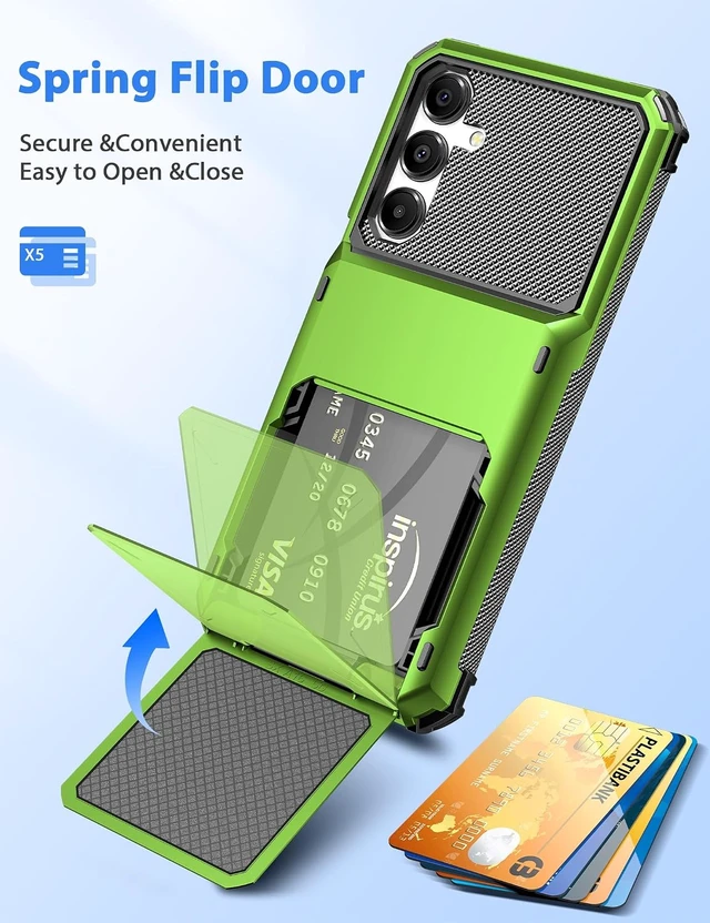 Alt view image 2 of 7 - for Galaxy A16 Case Wallet 5 Credit Card Holder Green