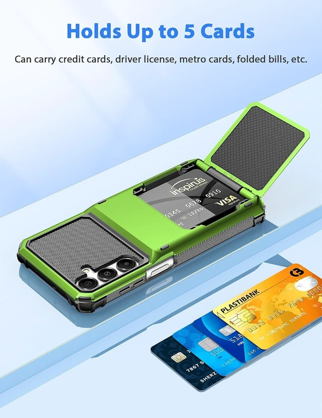 Alt view image 3 of 7 - for Galaxy A16 Case Wallet 5 Credit Card Holder Green