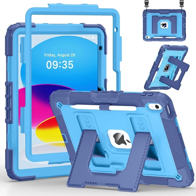 Main image of Case for iPad A16 11th Generation 11 Inch (2025)/10th Generation 10.9 Inch (2022) Rugged Heavy Duty Shockproof Protective iPad a16 Case with Kickstand Shoulder Strap Pencil Holder Navy Blue