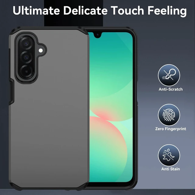 Alt view image 2 of 6 - for Galaxy A17 Case : Shockproof Phone Cover with HD Screen Protector Hybrid Protective Military-Grade Drop Protection for Galaxy A17 5g / A16 5g & A26 Phone Case(Grey)