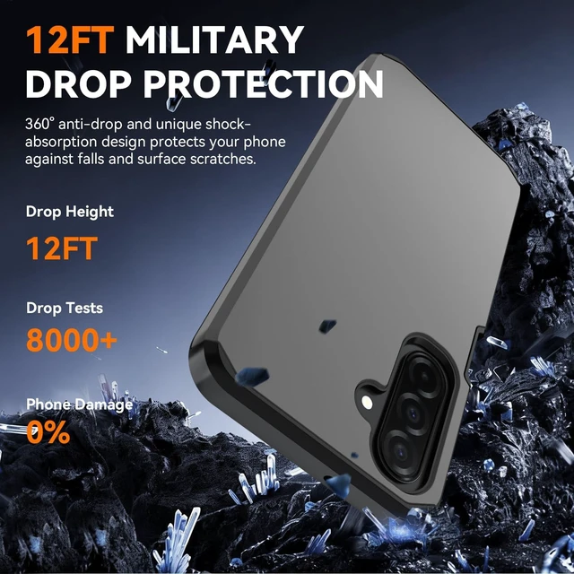 Alt view image 3 of 6 - for Galaxy A17 Case : Shockproof Phone Cover with HD Screen Protector Hybrid Protective Military-Grade Drop Protection for Galaxy A17 5g / A16 5g & A26 Phone Case(Grey)