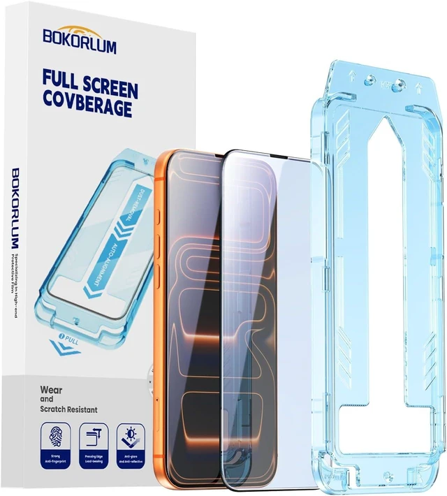 Main image of 2 Pack Screen Protector for iPhone 17 Pro Tempered Glass Military Grade Shatterproof 9H+Hardness Full Coverage Anti-Fingerprint No Bubble Easy Installation