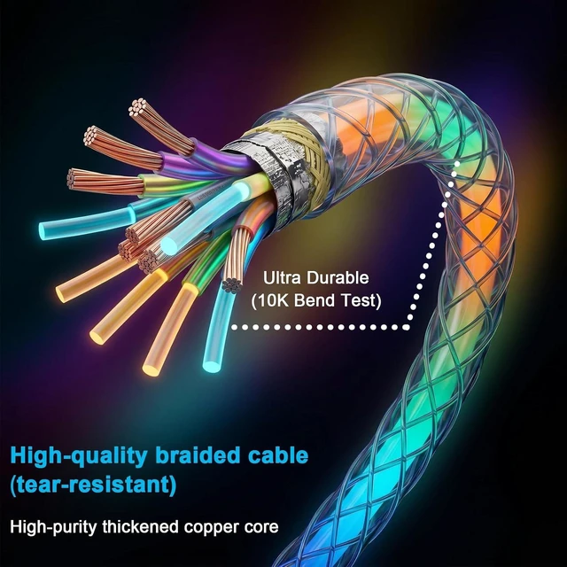 Alt view image 4 of 7 - LED Lightning Cable Light Up iPhone Charger Cord MFi Certified USB A to iPhone Charger Cord with Colorful Gradual LED Light Fast Charging Data Sync Wire for iPhone 14/13/12More (Multicolor 3FT)
