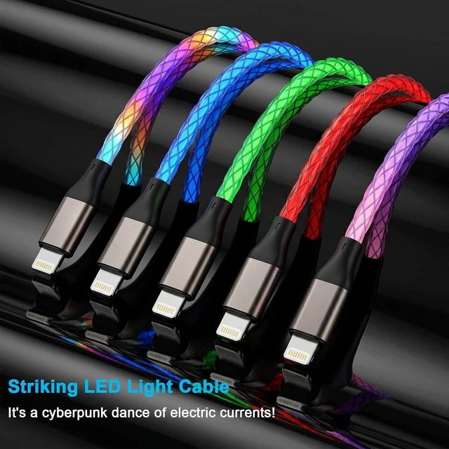 Alt view image 7 of 7 - LED Lightning Cable Light Up iPhone Charger Cord MFi Certified USB A to iPhone Charger Cord with Colorful Gradual LED Light Fast Charging Data Sync Wire for iPhone 14/13/12More (Multicolor 3FT)