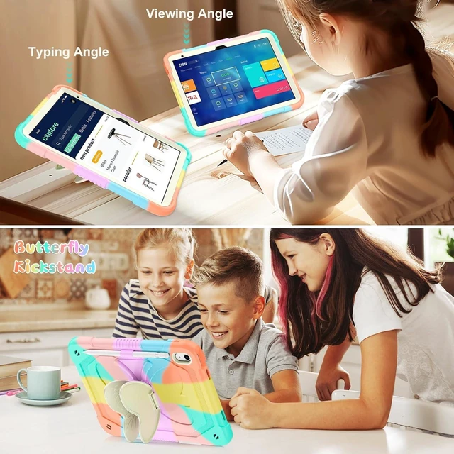 Alt view image 4 of 7 - Kid Case for iPad (A16) 11th Generation 11 Inch 2025/ iPad 10th Generation case 10.9 Inch 2022 for iPad 10 Case for Kids with Butterfly Stand Pencil Holder Strap 360 Protective Colorful