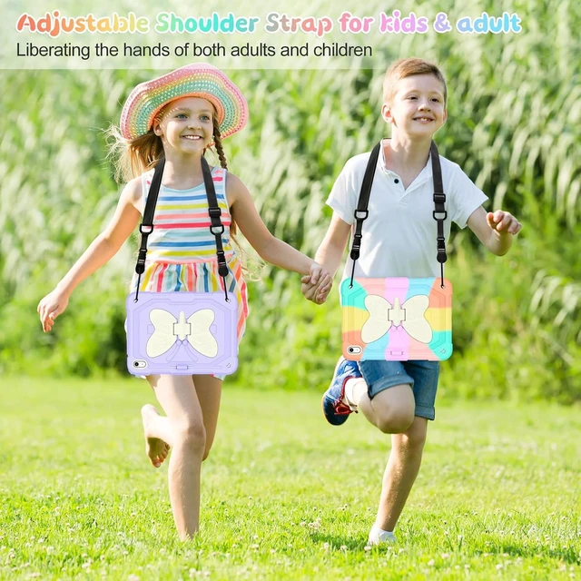 Alt view image 5 of 7 - Kid Case for iPad (A16) 11th Generation 11 Inch 2025/ iPad 10th Generation case 10.9 Inch 2022 for iPad 10 Case for Kids with Butterfly Stand Pencil Holder Strap 360 Protective Colorful