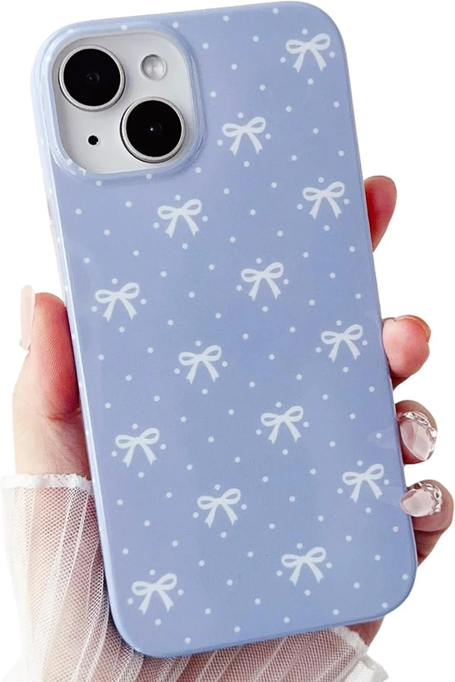 Main image of Compatible with iPhone 13 and iPhone 14 Case Cute Bow Ribbon Polka Dot Slim Soft TPU Protective Phone Cover for Women Girls