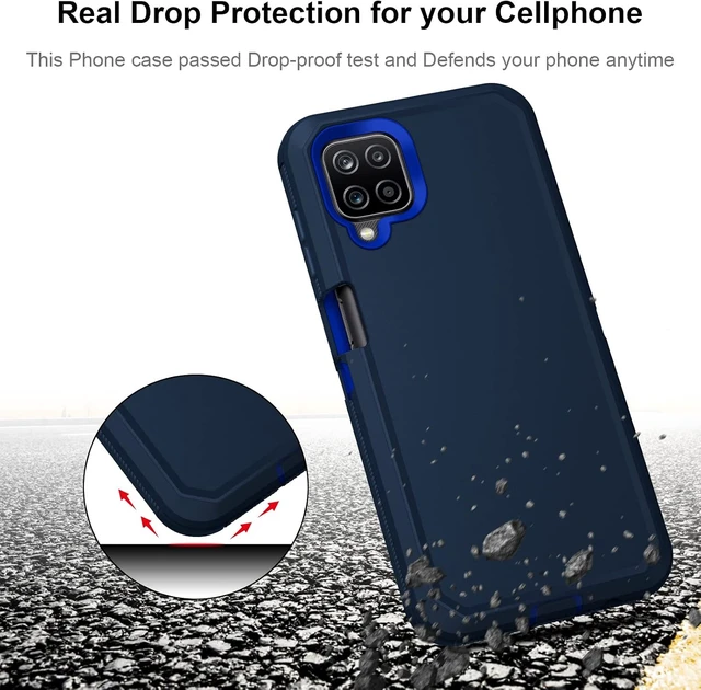 Alt view image 2 of 7 - for Galaxy A12 Case Rugged Dual Layer Shockproof Blue
