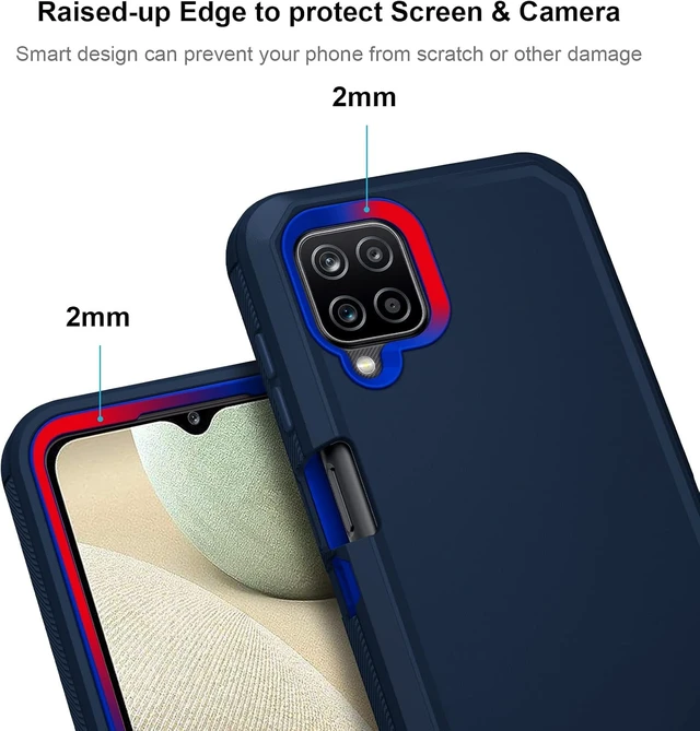 Alt view image 4 of 7 - for Galaxy A12 Case Rugged Dual Layer Shockproof Blue