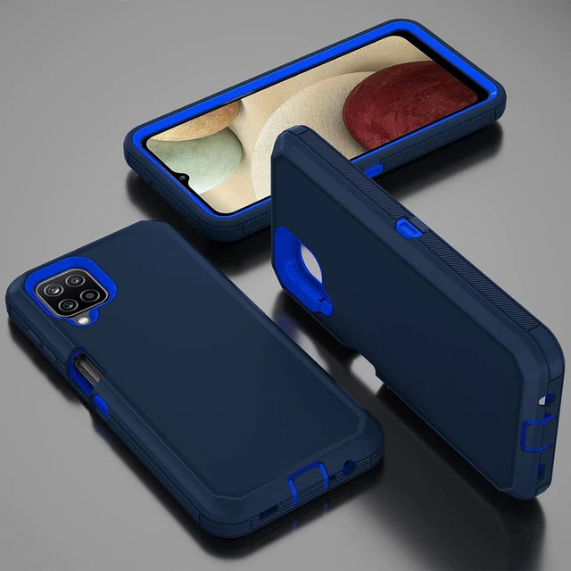 Alt view image 6 of 7 - for Galaxy A12 Case Rugged Dual Layer Shockproof Blue
