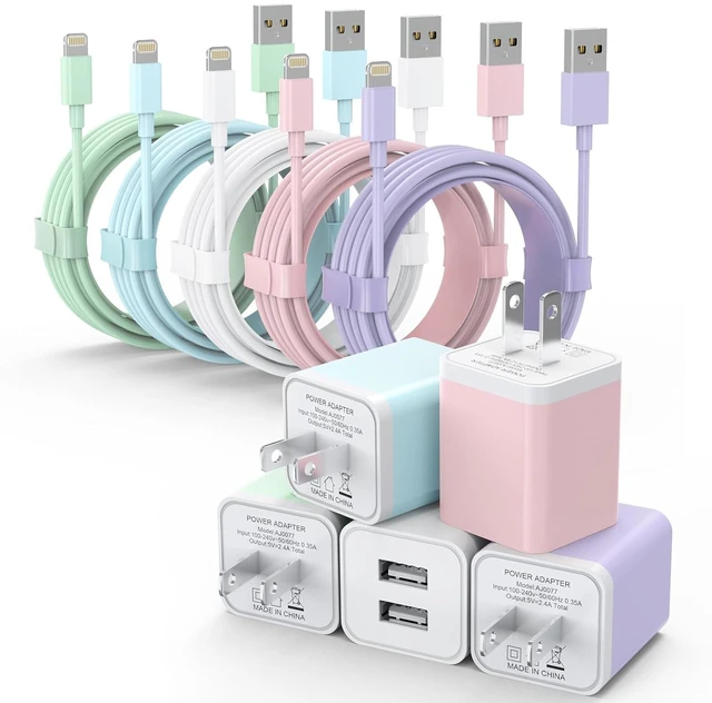 Main image of 5Pack iPhone Charger Dual Port USB Wall Charger with 6FT Lightning Cable