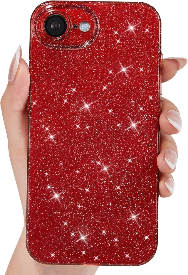 Main image of for iPhone 17e 16e Case Glitter Sparkly Girly Cute Bling Sparkle Shiny Shimmer Bright Phone Case for Women Girls Glittery Thin Slim Jelly Soft Silicone Rubber Gel Plastic Cover Red Wine