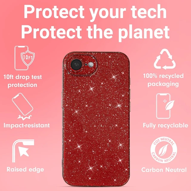Alt view image 4 of 7 - for iPhone 17e 16e Case Glitter Sparkly Girly Cute Bling Sparkle Shiny Shimmer Bright Phone Case for Women Girls Glittery Thin Slim Jelly Soft Silicone Rubber Gel Plastic Cover Red Wine
