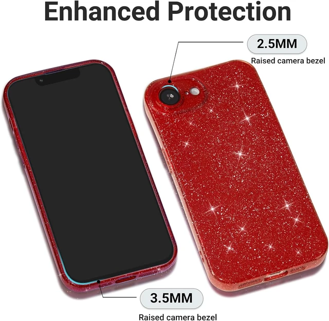 Alt view image 5 of 7 - for iPhone 17e 16e Case Glitter Sparkly Girly Cute Bling Sparkle Shiny Shimmer Bright Phone Case for Women Girls Glittery Thin Slim Jelly Soft Silicone Rubber Gel Plastic Cover Red Wine