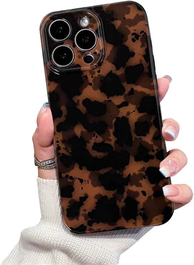 Main image of Cute Phone Case for iPhone 16 Pro Max Case Amber Leopard Print