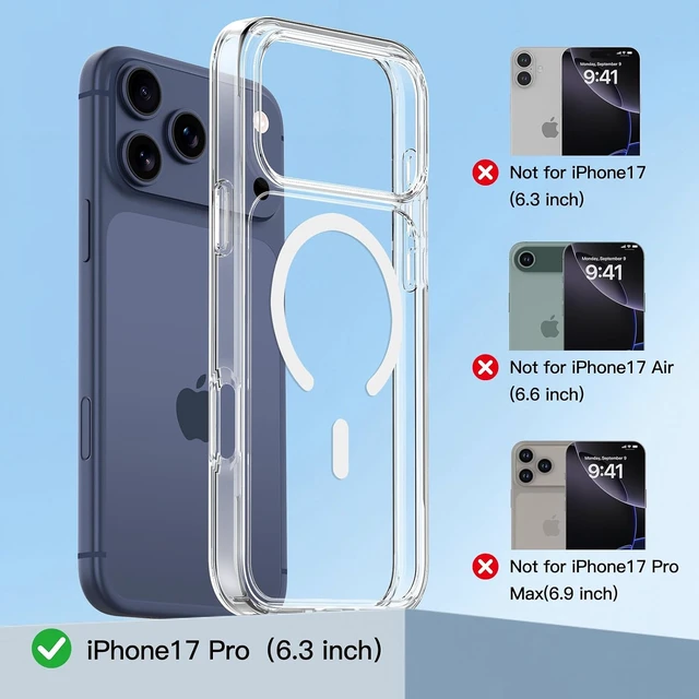Alt view image 2 of 6 - Magnetic for iPhone 18/17 Pro Case Crystal Clear