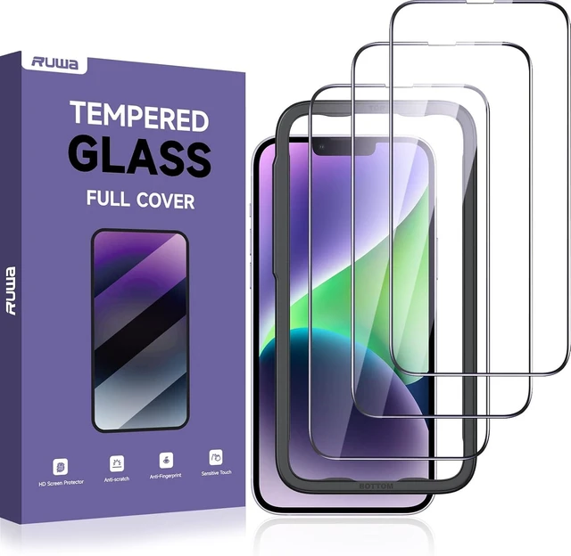 Main image of 3-Pack Screen Protectors for iPhone Tempered Glass Film with Easy Installation Frame Ultra HD 9H Hardness Scratch Resistant Case Friendly (for iPhone 13/13 Pro/14/16e/17e-6.1 Inch)