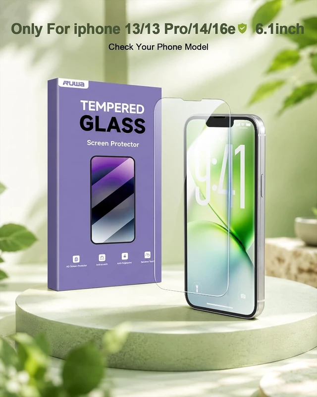 Alt view image 2 of 7 - 3-Pack Screen Protectors for iPhone Tempered Glass Film with Easy Installation Frame Ultra HD 9H Hardness Scratch Resistant Case Friendly (for iPhone 13/13 Pro/14/16e/17e-6.1 Inch)