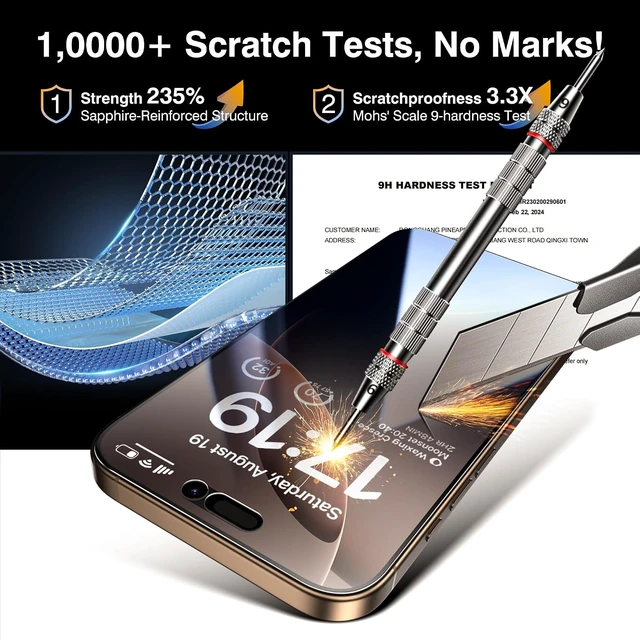 Alt view image 5 of 7 - -4+2 Pack for iPhone 16 Pro Max Privacy Screen Protector (6.9)