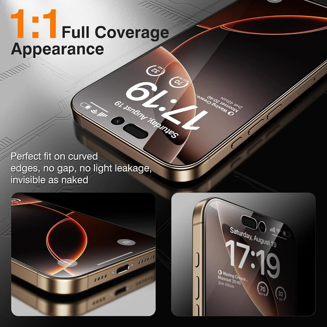 Alt view image 6 of 7 - -4+2 Pack for iPhone 16 Pro Max Privacy Screen Protector (6.9)