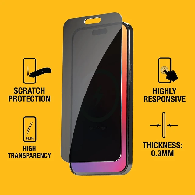 Alt view image 4 of 7 - Heavy Duty 2Pack Privacy Screen Protector for iPhone 16 Pro Max