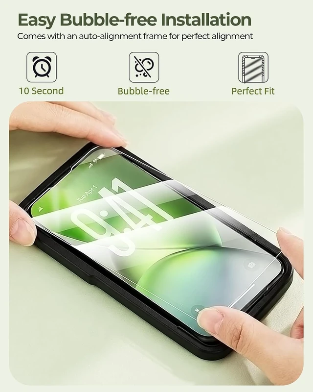 Alt view image 4 of 7 - 3-Pack Screen Protectors for iPhone Tempered Glass Film with Easy Installation Frame Ultra HD 9H Hardness Scratch Resistant Case Friendly (for iPhone 13/13 Pro/14/16e/17e-6.1 Inch)