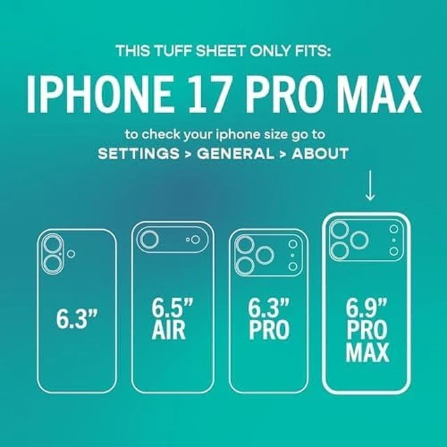 Alt view image 6 of 7 - iPhone 17 Pro Max Screen Protector Tuff Sheet Glass 2 Pack