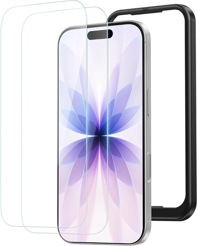 Main image of for iPhone 17/16 Pro Screen Protector 6.3-Inch 2 Pack 9H Hardness HD Clear Tempered Glass Military Grade Shatterproof Anti-Scratch with Easy Installation Tool
