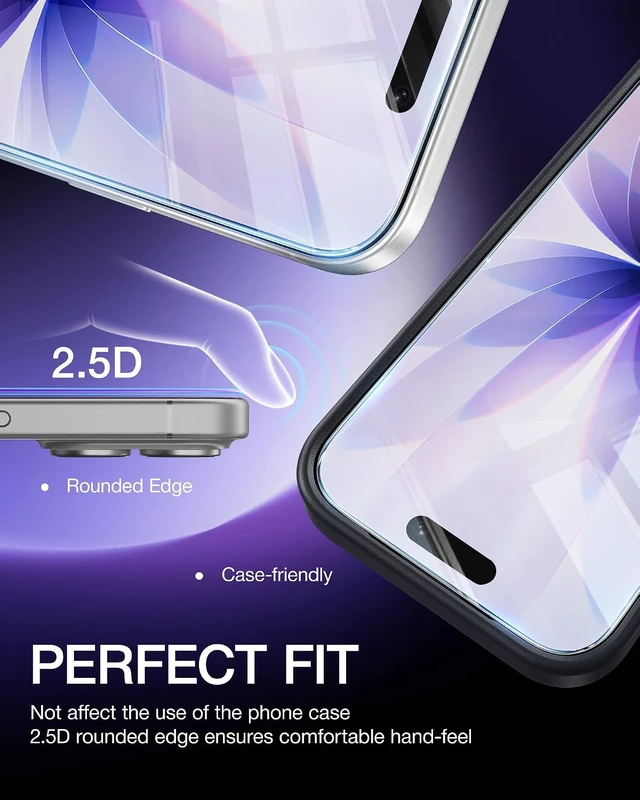 Alt view image 4 of 7 - for iPhone 17/16 Pro Screen Protector 6.3-Inch 2 Pack 9H Hardness HD Clear Tempered Glass Military Grade Shatterproof Anti-Scratch with Easy Installation Tool