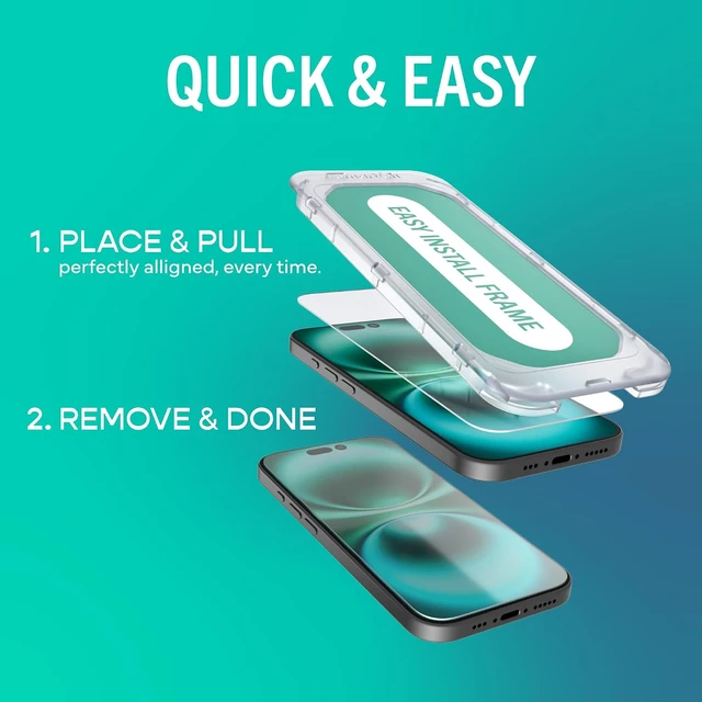 Alt view image 2 of 7 - iPhone 17 Pro Max Screen Protector Tuff Sheet Glass 2 Pack