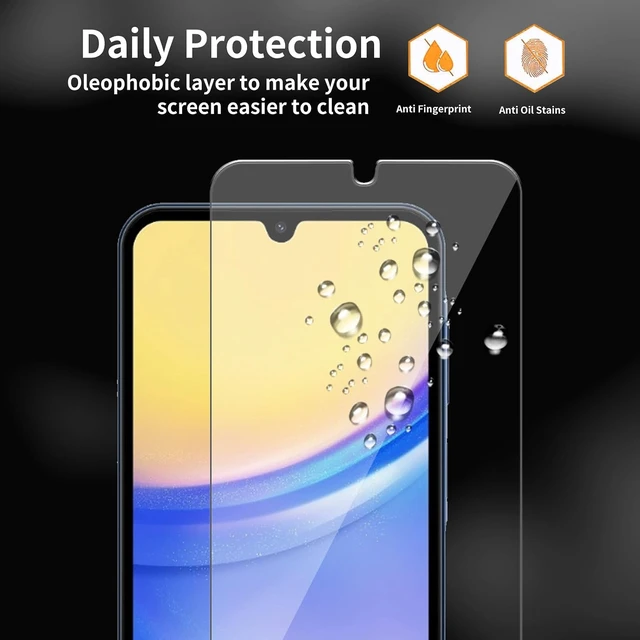 Alt view image 4 of 6 - 3 Pack for Galaxy A15 5G Tempered Glass Screen Protector Scratch-Proof Bubble-Free HD Transparent 9H Hardness Bubble Free Case Friendly