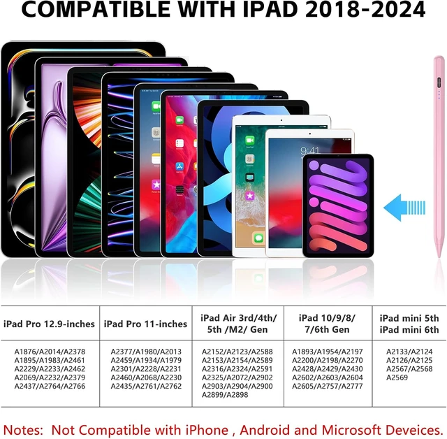 Alt view image 2 of 7 - iPad Stylus Pen for iPad 2018-2026 Palm Rejection Fast Charging