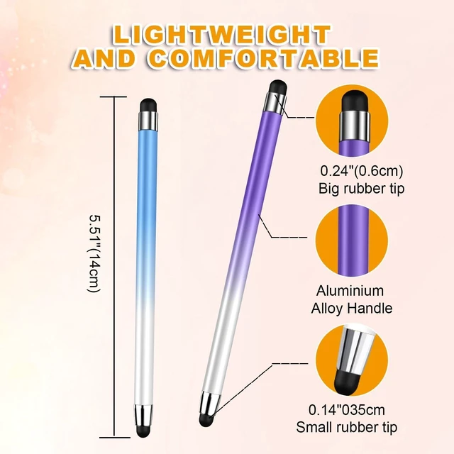 Alt view image 3 of 7 - Stylus (10 Pcs) 2-in-1 Stylus Pen for Touch Screen High Precision and Sensitivity Suitable for iPad/iPhone//Android Smartphone and Tablets Compatible with All Touch Screen