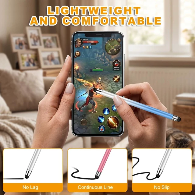 Alt view image 4 of 7 - Stylus (10 Pcs) 2-in-1 Stylus Pen for Touch Screen High Precision and Sensitivity Suitable for iPad/iPhone//Android Smartphone and Tablets Compatible with All Touch Screen