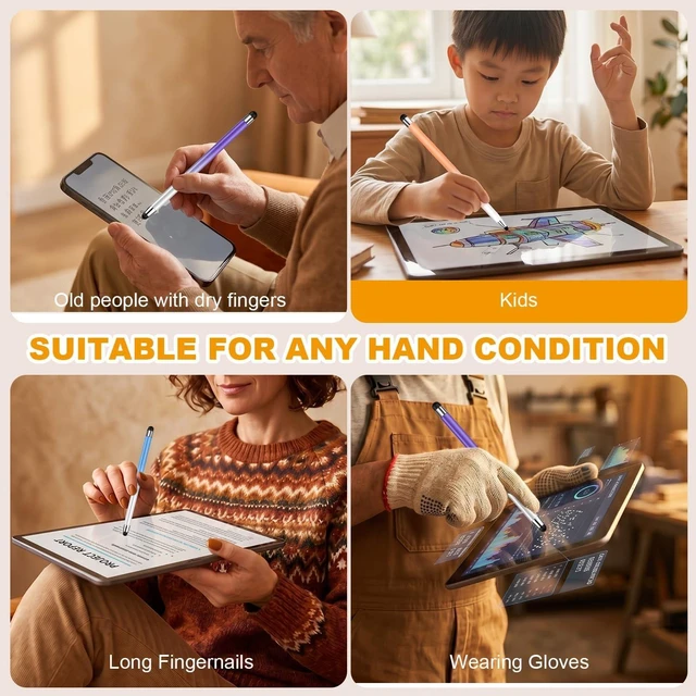 Alt view image 5 of 7 - Stylus (10 Pcs) 2-in-1 Stylus Pen for Touch Screen High Precision and Sensitivity Suitable for iPad/iPhone//Android Smartphone and Tablets Compatible with All Touch Screen