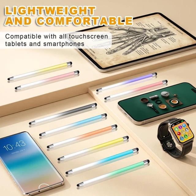 Alt view image 6 of 7 - Stylus (10 Pcs) 2-in-1 Stylus Pen for Touch Screen High Precision and Sensitivity Suitable for iPad/iPhone//Android Smartphone and Tablets Compatible with All Touch Screen